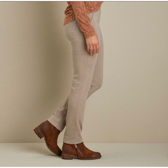 Duluth Trading Co. NoGA Naturale Cotton Slim Leg Oatmeal Tan Pull On Pants Large - Picture 3 of 9